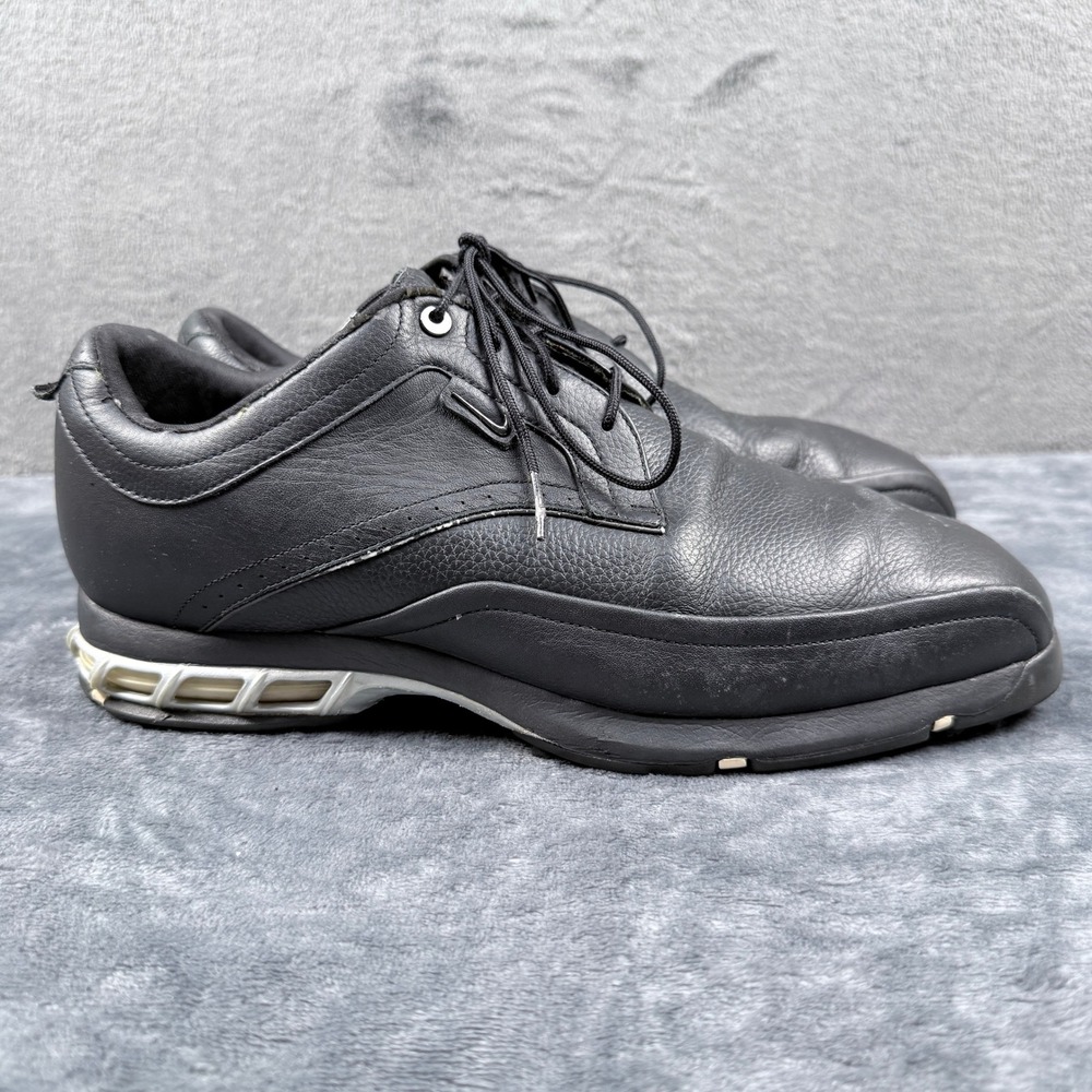 Nike Zoom Air Golf Shoes Mens Size 9.5 Black Leather Waterproof Spikeless Good